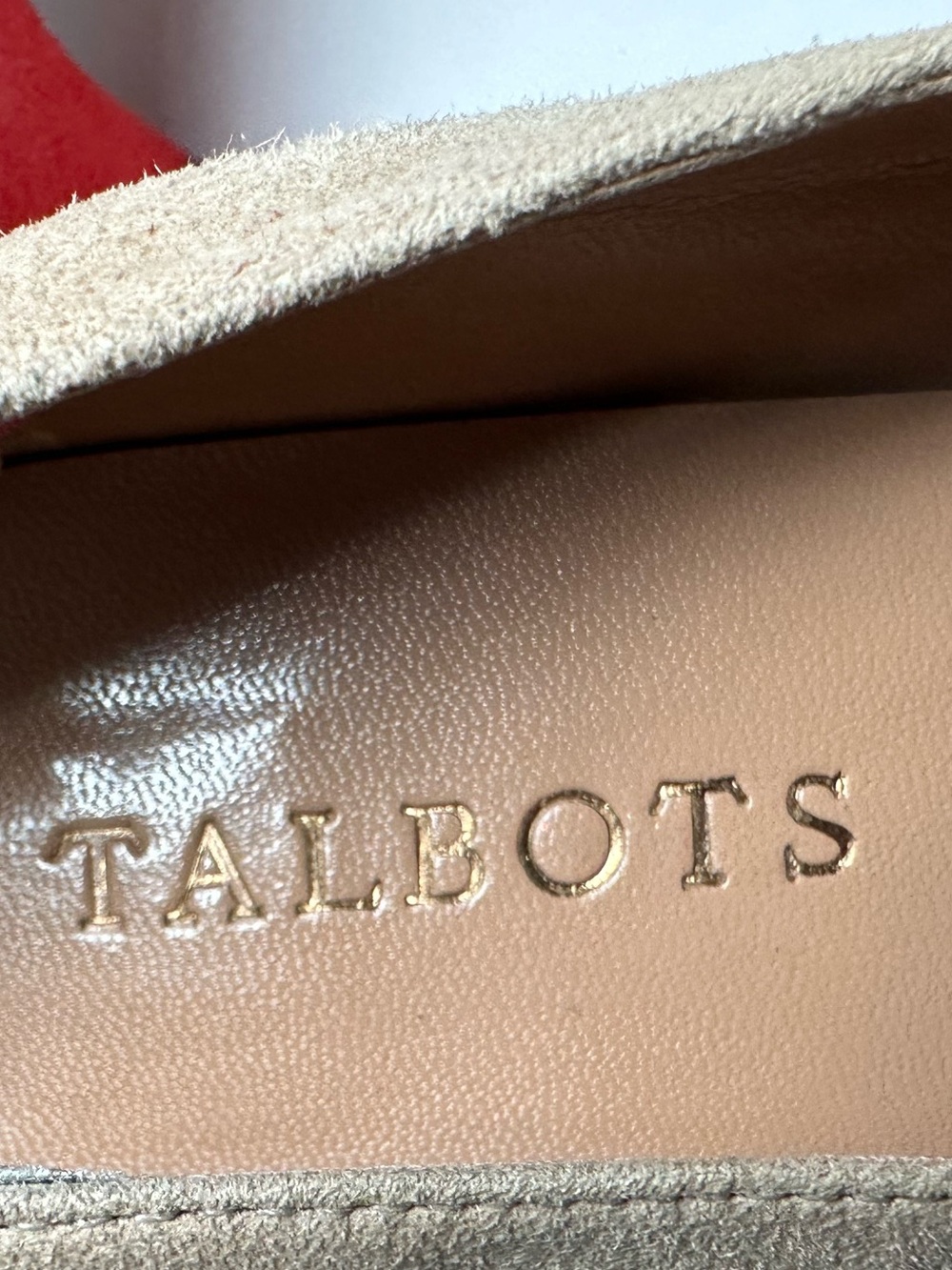 Talbots Women’s Orange Pink Beige Suede Stripe Retro Almond Toe Heel Pump-Size 8 - Picture 2 of 11